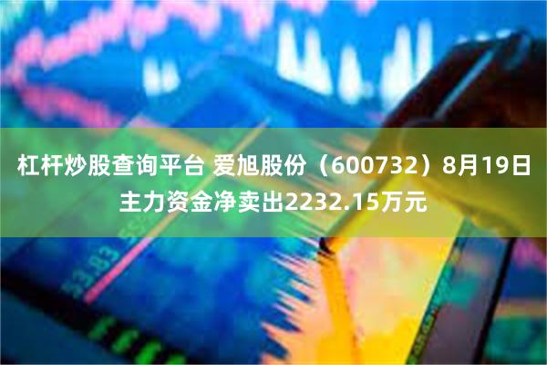 杠杆炒股查询平台 爱旭股份（600732）8月19日主力资金净卖出2232.15万元