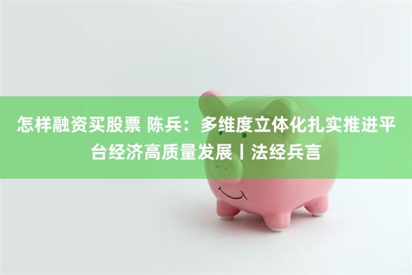 怎样融资买股票 陈兵：多维度立体化扎实推进平台经济高质量发展丨法经兵言